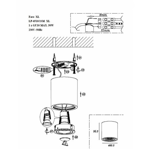 Light Prestige Faro XL oprawa natynkowa czarna