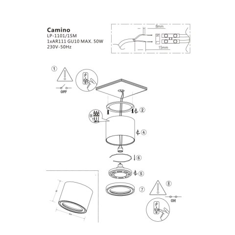 Light Prestige Oprawa natynkowa Camino biała 1xES111