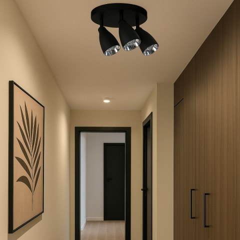 Light Prestige Campana 3 plafon czarny 3xGU10