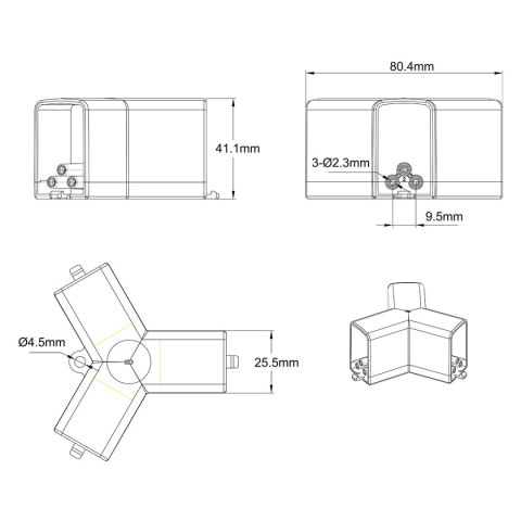 Light Prestige Łącznik 3L 120 mechaniczny do oświetlenia modułowego Geometric System New