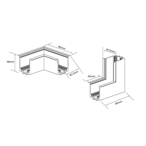 Light Prestige Łącznik podtynkowy L sufit-ściana Magnetic Slim czarny