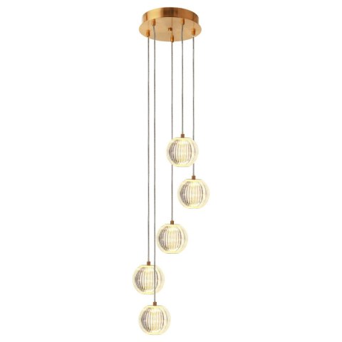 Light Prestige Lampa wisząca Brillant 5 złota LED CCT