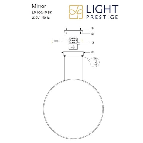 Light Prestige Lampa wisząca Mirror S czarna IP44 LED CCT