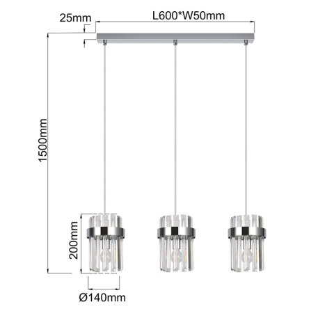 Light Prestige Lampa wisząca Vetro chrom 3xE14
