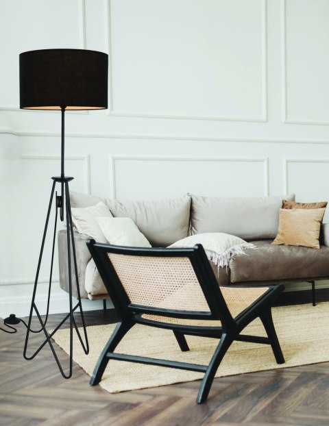 FLOAT LAMPA PODŁOGOWA CZARNA 1X60W E27 ABAŻUR CZARNY