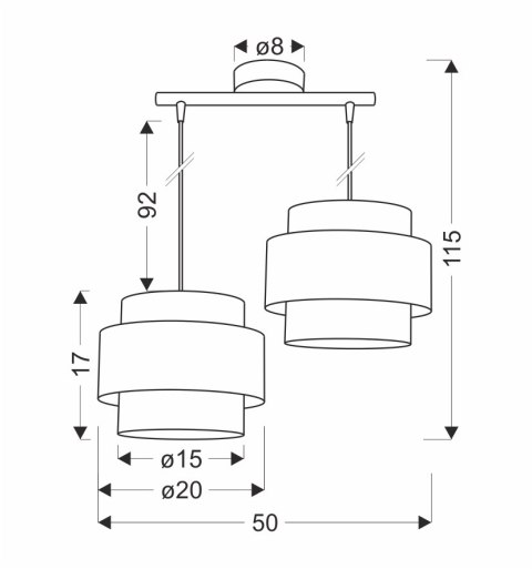TOSCANA LAMPA WISZĄCA CZARNY 2X60W E27 ABAŻUR BORDOWY+CZARNY