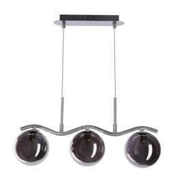 LUMOS lampa wisząca 3x20W G9 chrom klosze szklane 14 cm grafitowe nowoczesna elegancka oprawa oświetleniowa salon jadalnia kuchn