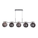LUMOS lampa wisząca sufitowa 5x20W G9 chrom szkło grafitowe klosz 14 cm nowoczesna oprawa oświetleniowa salon jadalnia