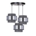 Lampa sufitowa Hare 3xE27 40W czarna talerzowa, abażury szare i srebrne do salonu, sypialni, przedpokoju, nowoczesna, elegancka