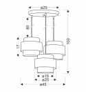 Lampa sufitowa Hare 3xE27 40W czarna talerzowa, abażury szare i srebrne do salonu, sypialni, przedpokoju, nowoczesna, elegancka