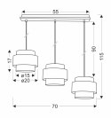 Lampa wisząca Forni 3xE27 40W czarna z drewnem, abażury biały i orzechowy do salonu, kuchni, jadalni