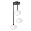 Lampa wisząca STONES w stylu Japandi - okrągła podstawa z kloszami 20 cm w kształcie kamienia - nowoczesne oświetlenie salonu 3x