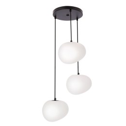Lampa wisząca STONES w stylu Japandi - okrągła podstawa z kloszami 20 cm w kształcie kamienia - nowoczesne oświetlenie salonu 3x