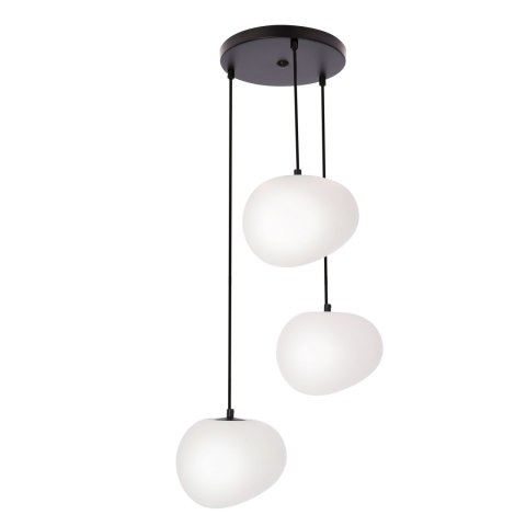 Lampa wisząca STONES w stylu Japandi - okrągła podstawa z kloszami 20 cm w kształcie kamienia - nowoczesne oświetlenie salonu 3x