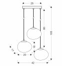 Lampa wisząca STONES w stylu Japandi - okrągła podstawa z kloszami 20 cm w kształcie kamienia - nowoczesne oświetlenie salonu 3x