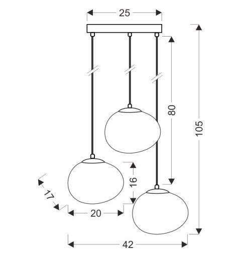 Lampa wisząca STONES w stylu Japandi - okrągła podstawa z kloszami 20 cm w kształcie kamienia - nowoczesne oświetlenie salonu 3x