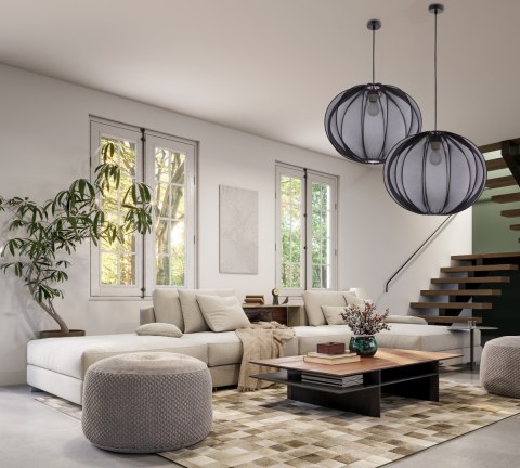 MELLOW lampa wisząca czarny 1x40W E27 abażur mist 52 czarny kula