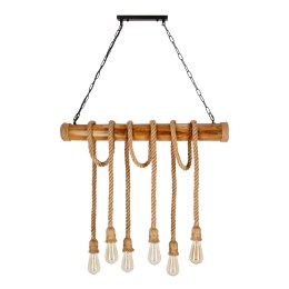 Vint lampa wisząca drewniany 6x40W E27