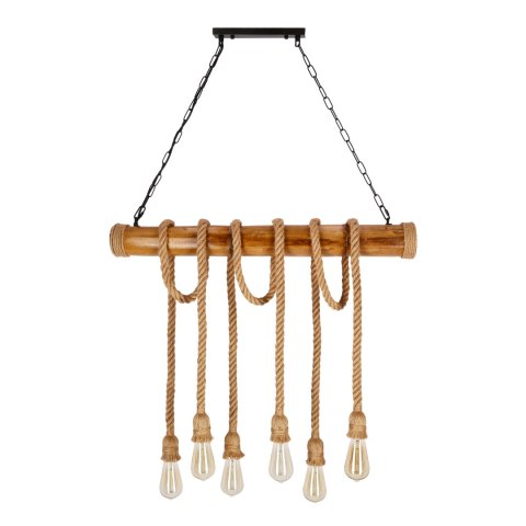 Vint lampa wisząca drewniany 6x40W E27