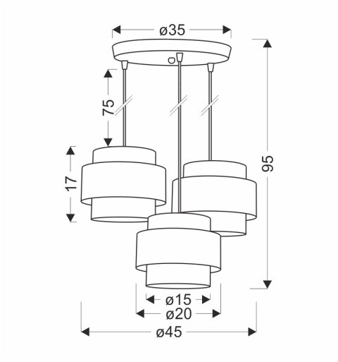 Juta lampa wisząca biały talerz 3x40w e27 abażur biały+beżowy