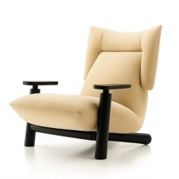 Fotel Skien ML Velvet nowoczesny do salonu Beżowy (SWAN-01) Czarna
