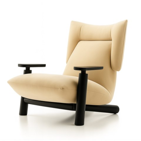 Fotel Skien ML Velvet nowoczesny do salonu Beżowy (SWAN-01) Czarna