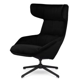 Fotel wypoczynkowy Atero Velvet Czarny - designerski obrotowy fotel z czarną podstawą