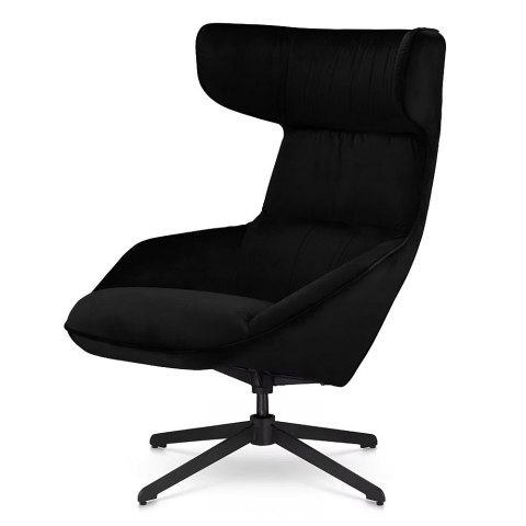 Fotel wypoczynkowy Atero Velvet Czarny - designerski obrotowy fotel z czarną podstawą