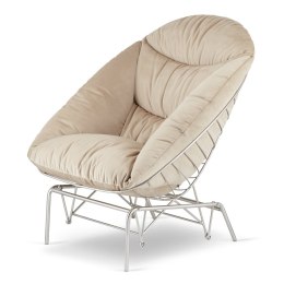 Beżowy fotel bujany Boda XZ SWAN-01 - nowoczesny fotel wypoczynkowy velvet