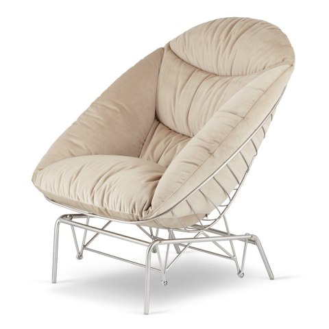 Beżowy fotel bujany Boda XZ SWAN-01 - nowoczesny fotel wypoczynkowy velvet