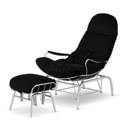 Fotel bujany Dalby z podnóżkiem czarny - komfort i nowoczesny design