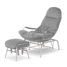 Fotel bujany Dalby z podnóżkiem jasnoszary - komfort i nowoczesny design do salonu