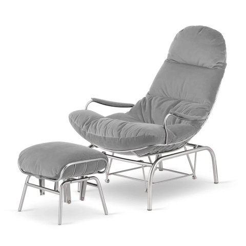 Fotel bujany Dalby z podnóżkiem jasnoszary - komfort i nowoczesny design do salonu