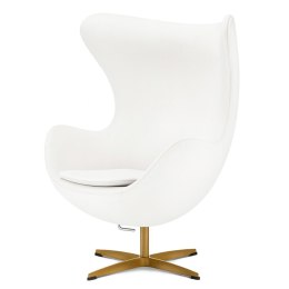 Fotel Jajo Egg Velvet Treviso Biały - luksusowy welurowy fotel z bujaniem i złotą podstawą