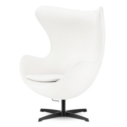 Fotel egg szeroki biały - velvet aksamit obrotowy treviso, stalowa czarna podstawa