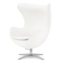 Fotel Egg Treviso Velvet Biały - obrotowy, bujany, elegancka srebrna podstawa