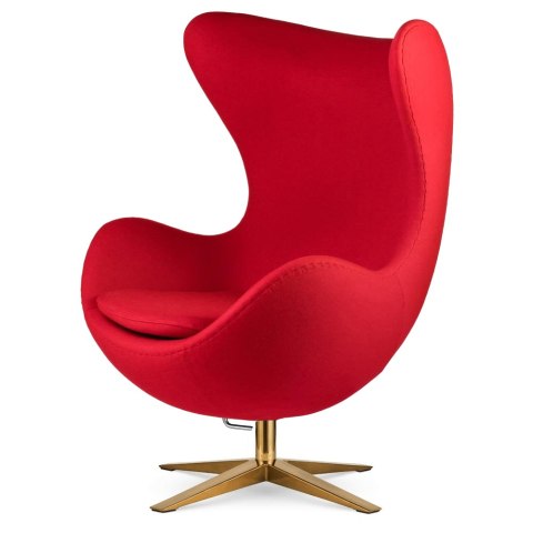Fotel Egg Jajo Premium Kaszmir Treviso obrotowy z funkcją bujania Czerwony (#17) Złota szeroka Czerwony (#17)