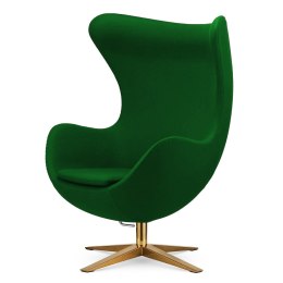 Fotel Egg Jajo Premium Kaszmir Treviso obrotowy z funkcją bujania Zielony (#18) Złota szeroka Zielony (#18)