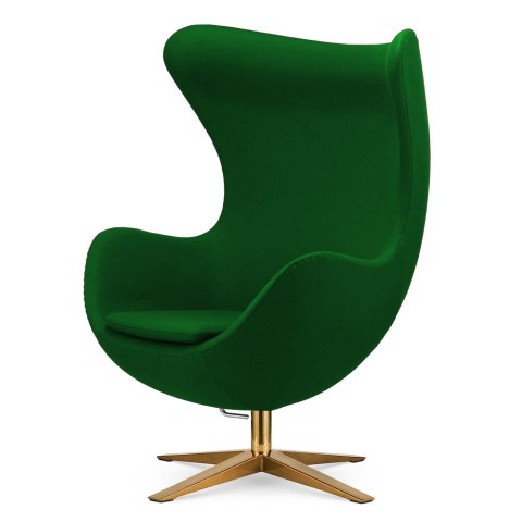 Fotel Egg Jajo Premium Kaszmir Treviso obrotowy z funkcją bujania Zielony (#18) Złota szeroka Zielony (#18)