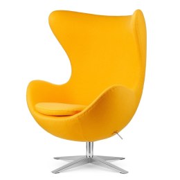 Fotel Egg Jajo Premium Kaszmir Treviso obrotowy z funkcją bujania Żółty (#90) Srebrna szeroka Żółty (#90)