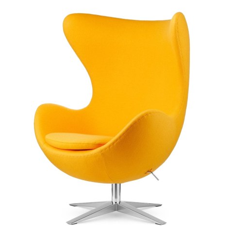 Fotel Egg Jajo Premium Kaszmir Treviso obrotowy z funkcją bujania Żółty (#90) Srebrna szeroka Żółty (#90)