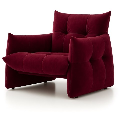Bordowy fotel Flen ML Velvet - miękkie siedzisko i elegancki design