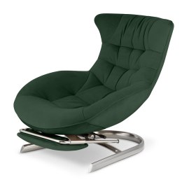 Fotel wypoczynkowy Gard XZ - butelkowy velvet, ergonomiczny wysuwany podnóżek, idealny do salonu