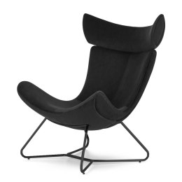 Nowoczesny fotel Larvik Velvet Czarny - industrialny fotel designerski do salonu