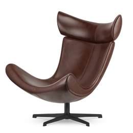 Fotel Larvik Skórzany Brązowy - obrotowy fotel industrialny z naturalnej skóry do salonu