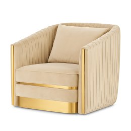 Stylowy fotel wypoczynkowy Lux Velvet Beżowy - elegancki fotel do gabinetu glamour