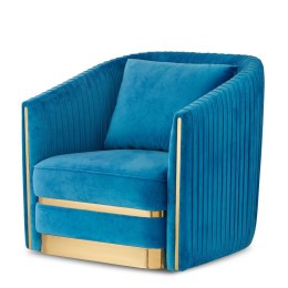 Nowoczesny fotel Lux Velvet - błękitny fotel glamour do salonu i gabinetu