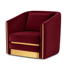 Aksamitny fotel Lux Velvet do gabinetu - stylowy fotel wypoczynkowy bordowy