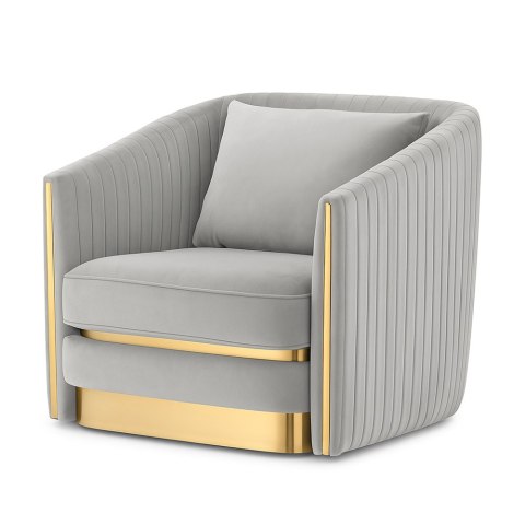 Elegancki fotel wypoczynkowy Lux Velvet Jasnoszary - stylowy fotel do gabinetu glamour