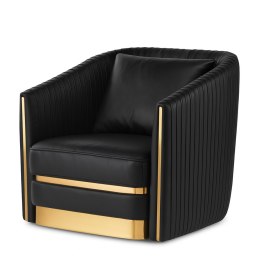 Fotel Lux skórzany wypoczynkowy do gabinetu styl glamour Czarny Skóra ekologiczna